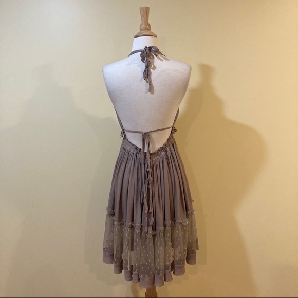 Mesh Hem Backless Halter Swing Dress - Picture 8 of 11